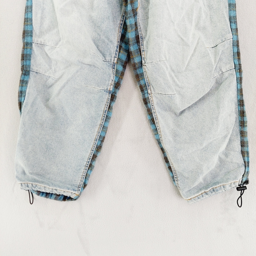 NEW BDG Urban Outfitters Half Plaid Half Jean Pants P6243 - Picture 2 of 9
